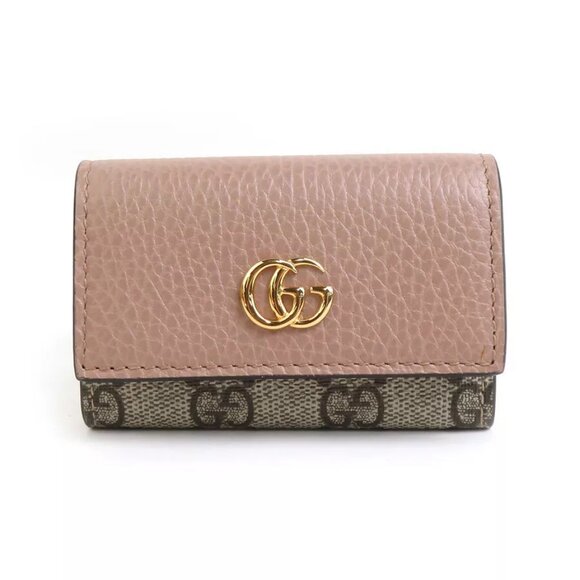 Auth GUCCI GG Marmont Key Case Pink/Brown PGG Supreme Canvas/Leather - h30848f - Picture 1 of 8